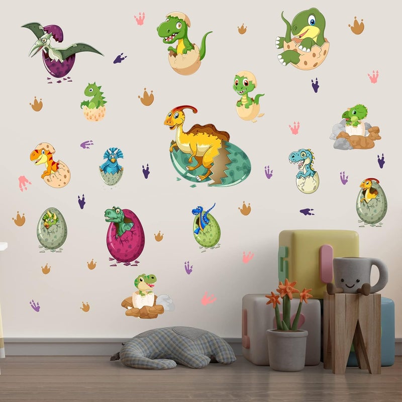 Robmoda Glow in The Dark Dinosaur Wall Decals for Kids Room, Removable Footprints Baby Nino Vinyl Stickers, Nursery Decoration Classroom Gift for Boy Toddlers - Image 4